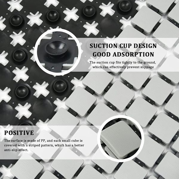 [RM]Non-Slip Rectangular Shower Mat 68 x 38.5cm Square with Suction Cups, ZQKLA