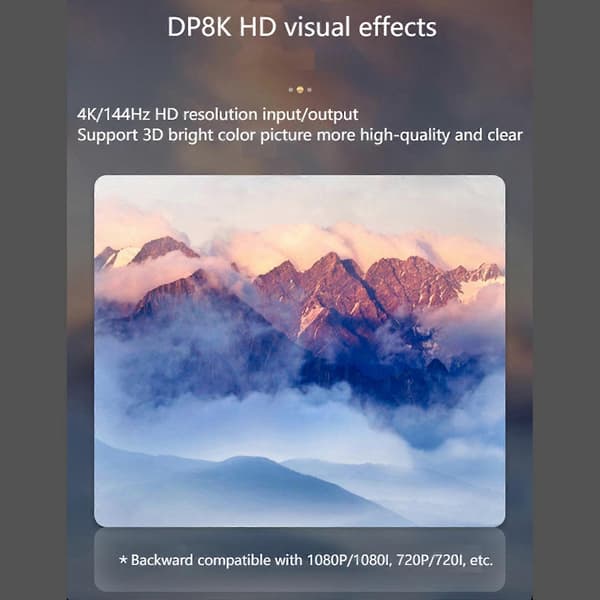 2X Active Standard DP1.4 to HDMI-compatible 2.1 Adapter, Dp to HDMI-compatible Cable Converter, Supports 8K@60Hz Silver gray