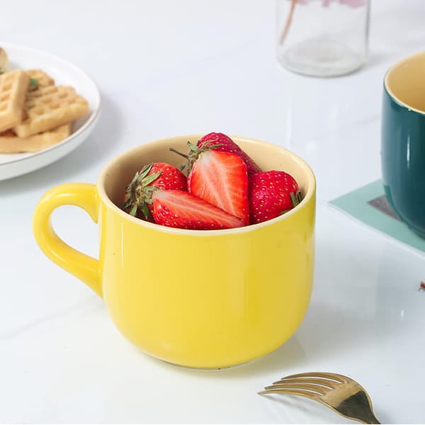 [RM]Large Cereal Mug with Handle Coffee Cup Large Ceramic Teacup 650ml Coffee Mug Cereal Bowl Cup Birthday Gift Coffee Cup