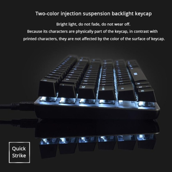 AJAZZ Bärbart mekaniskt tangentbord 82 tangenter Svart-Svart-Vit ljusbrytare