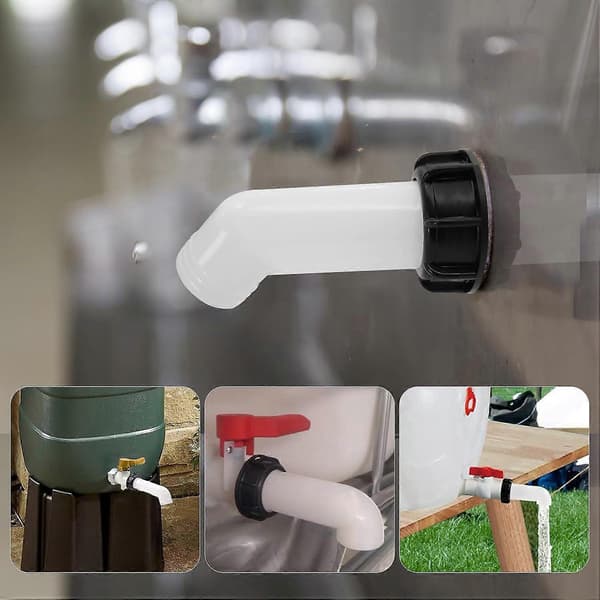 Pakke IBC-udløbsventil, IBC-adapter S60 x 6, groft gevind, IBC-udløbstud, IBC-tanktilbehør, afløbsdæksel