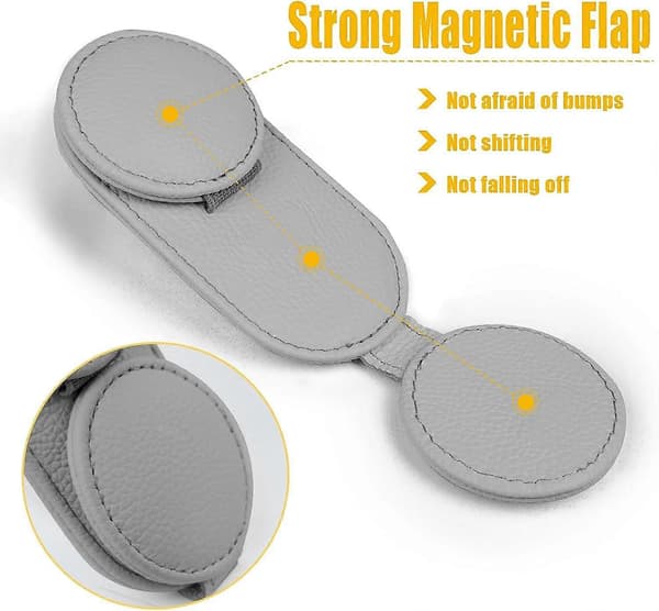 Solbrilleholder til bilvisir Læder Solbrilleclips Organizer Opgradering Ny Dobbelt Position Magnetisk Pasform Universal Bil