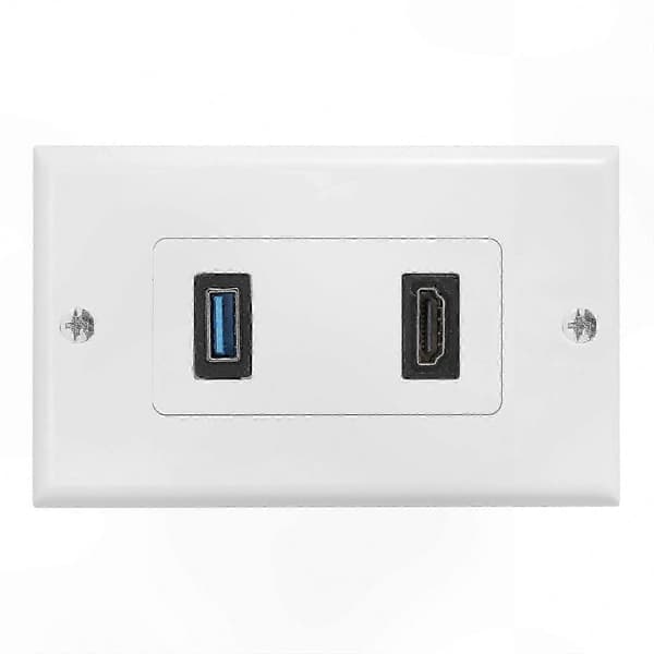 Vægpladeadapter med 2 HDMI- og USB 3.0-porte for nem tilslutning White
