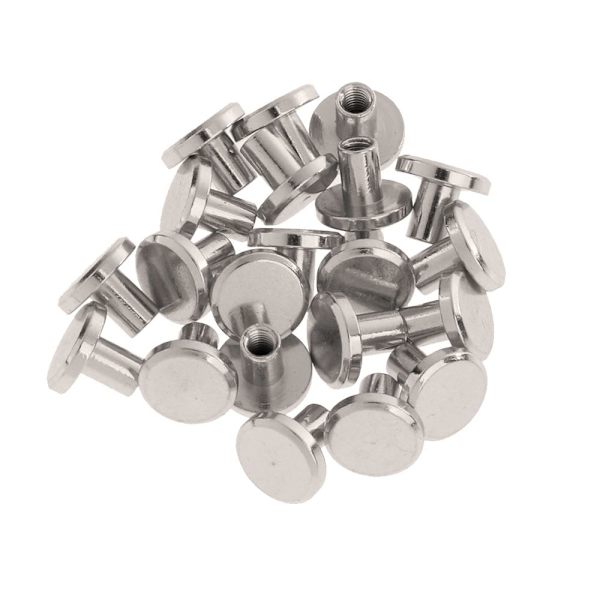 20 set 8mm runda nit skruv dubbar chicago skruv läder hantverk silver