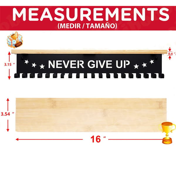 Premium Trophy and Medal Display Shelf, Bamboo Trophy Shelf with Metal