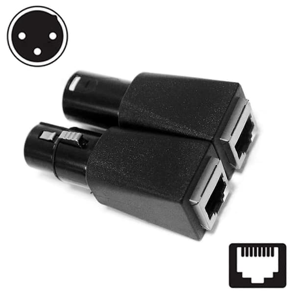 DMX til RJ45-stik RJ45 Ethernet til 3-bens XLR DMX hun- og hanadapter sæt (3PIN 3Par) Black