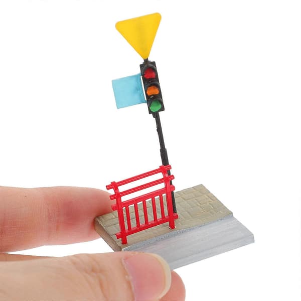 Miniatyr trafikklys harpiksdekorasjon for diorama, 2 stk. sett