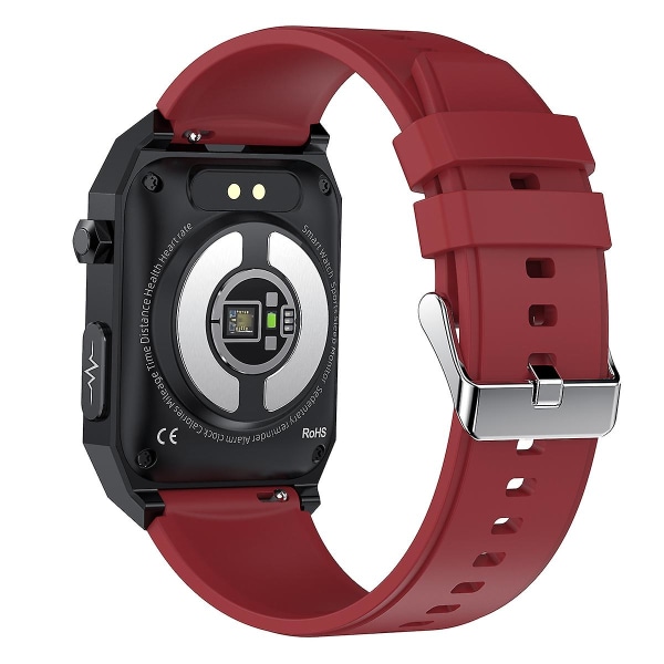 E530 Ip68 Vattentät 1,91-tums EKG-puls Kroppstemperaturmätare Smart watch, silikonrem Red