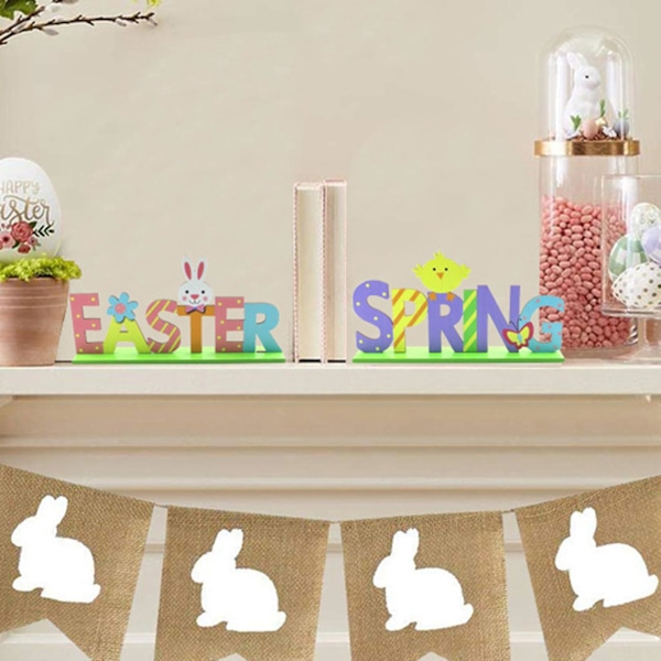 Påskfigur Prydnads Stående Trä Levande Utseende Påskkonst Ornament Heminredning B