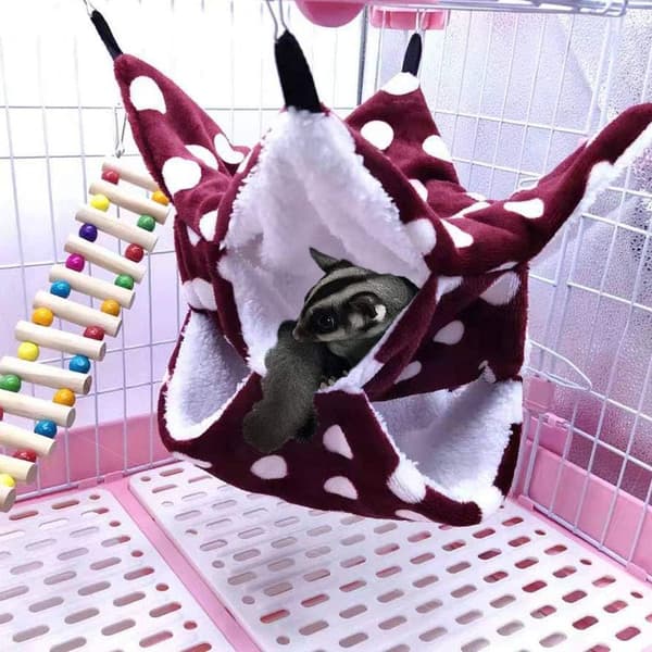 [RM]Small Pet Cage Hammock, Triple Layer Sugar Glider Hammock, Hamster Cage Accessories, Comfortable Bed for Small Pets