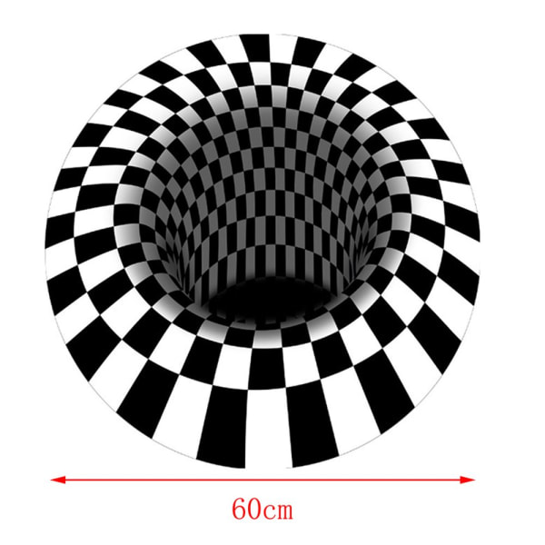 3D-tryckt Rutig Illusion Vortex Matta Golvmatta För Vardagsrumsdekor 60cm