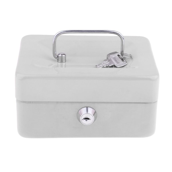 Bekväm Mini Kassalåda Silver Rostfritt Stål Säkerhetslås Vit Metall Säkerhetsbox