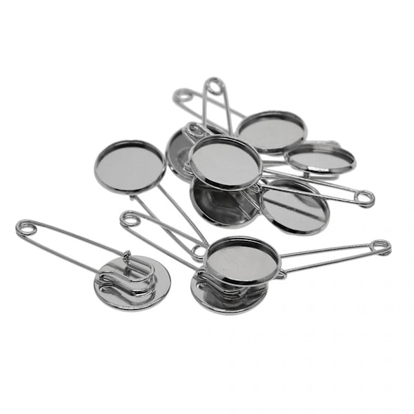 10 st Tomma Broschnålar Slagstift Säkerhetsnål Hijab Bas 16mm Silver