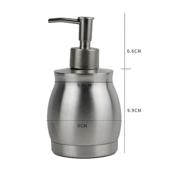 Sæbedispenser, genopfyldelig, rustfrit stål, til badeværelse og køkken, sølv, 16,5*9cm