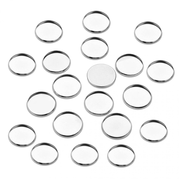 20 st Vita runda smycken i rostfritt stål gör Cabochon Basinställningar 16 mm