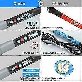 90W Digital Display Elektrisk Loddekolbe, Konstant Temperaturjustering, LCD Lodning EU-stik