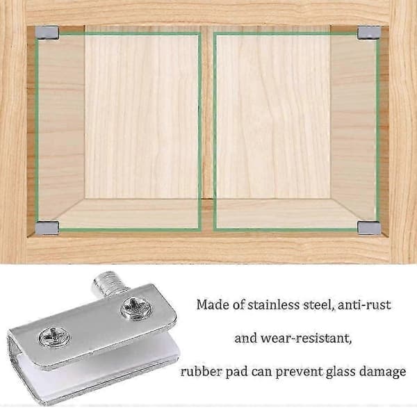 Glasdør drejehængsler sæt med 4, rustfrit stål, kompatibel med 5-8 mm tykt glas