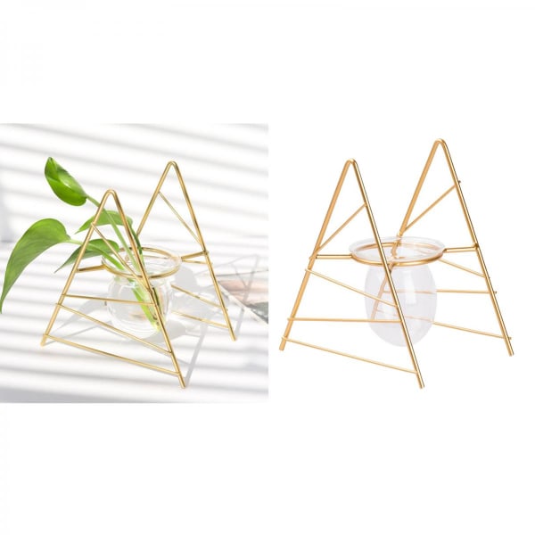 Hydroponisk Växt Glasvas Bonsai Blomkruka Ram Heminredning Triangel