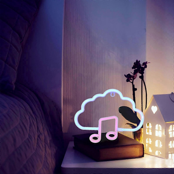 [RM]Moln Neonskylt Dekorativ Musiknot LED-skylt för Sovrum