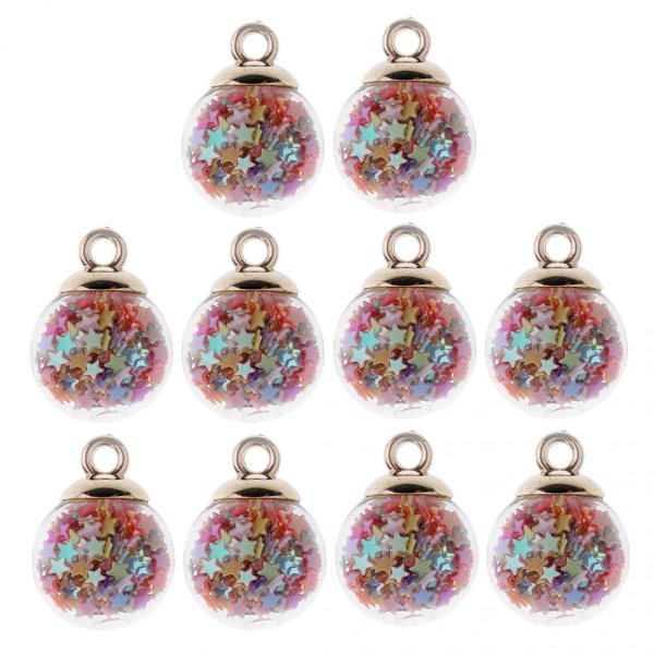 10 Stycken 16mm Små Stjärna Glasboll Berlocker Hänge DIY Hantverk röd