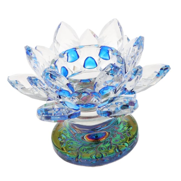Färger Buddhistisk Kristall Teljus Glas Lotus Blomma Ljusstake Blå