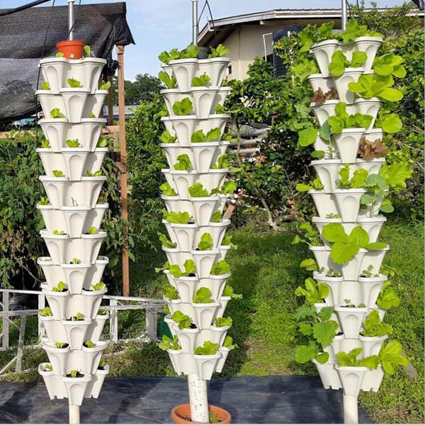 Staplingsbara Planteringskärl 2st Utomhus Trädgård DIY Blommor Grönsaker Planteringskärl Vertikal Kruka
