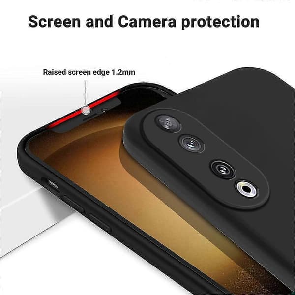[RM] Ensfarvet flydende silikone-cover med stødabsorbering Black For Honor 90