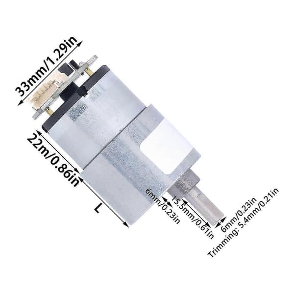 12V DC gearmotor med encoder og 6 mm aksel, 178 RPM hastighed til robotik og automatiseringsprojekter