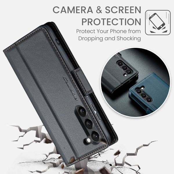 CASEME Galaxy S24 Plus -kotelo RFID-nahkaa, musta 87