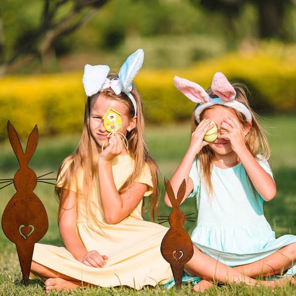 [RM]Easter Iron Rabbit Ornament Lawn Garden Decoration Easter Craft