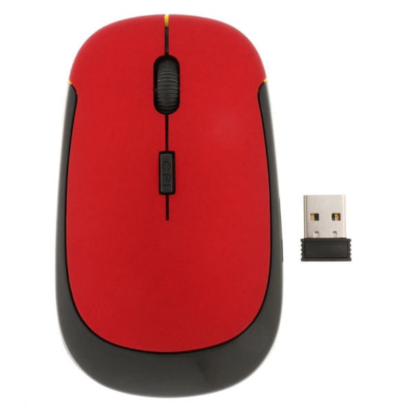 Ultratunna USB Mini 2.4G trådlös optisk 1600 Dpi musmöss för PC Röd