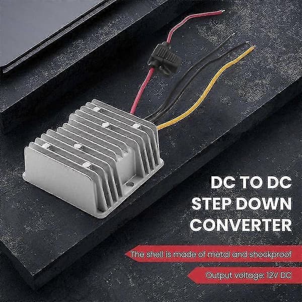 12V 20A DC Spændingsomformer Step-Down Transformer med Sikring til 36V/48V Systemer Silver