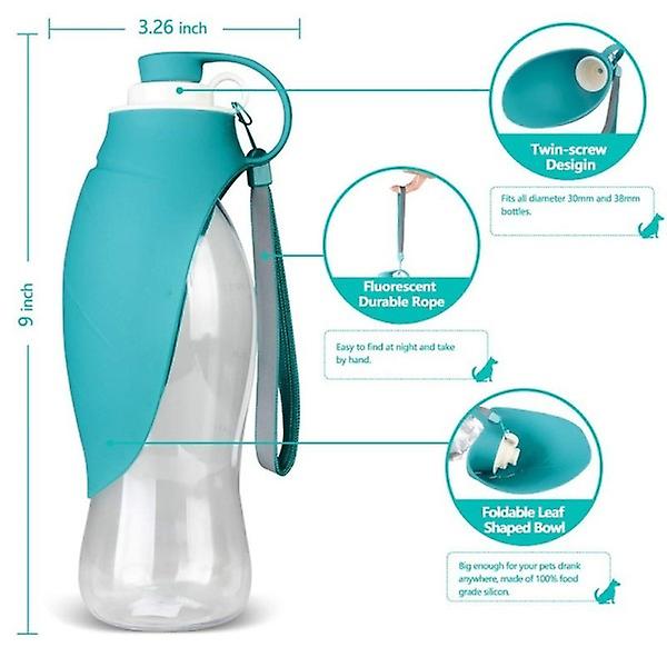580ml Sport Portabel Vattenflaska för Husdjur Hund Silikon Rese Hundskål För Valp Katt Dricka Utomhus Vattendispenser för Husdjur Blue