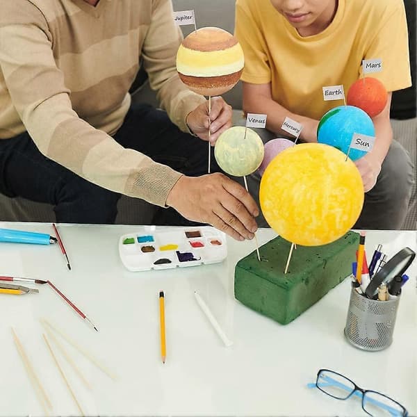 Solsystem håndværkssæt - DIY planetmodelsæt med skumkugler og bambuspinde til skoleprojekter, håndværk