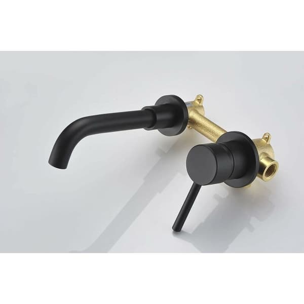 [RM]Wall-mounted bathroom faucet in matte black, including built-in valve, from DEBUNS