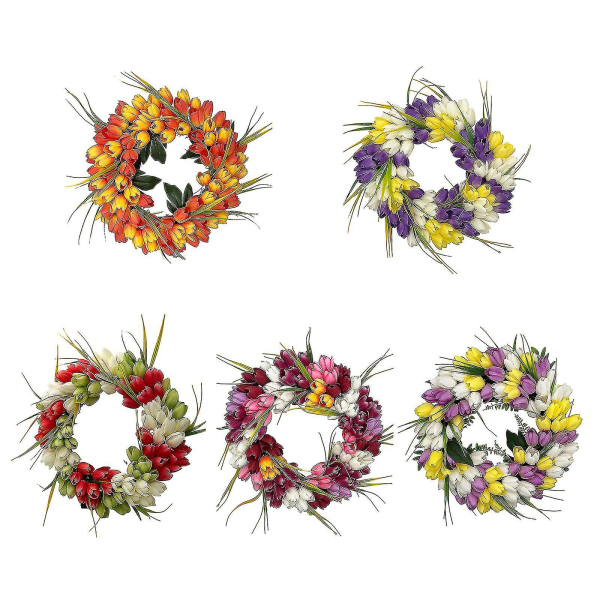 Simulerad Tulpanblomma 38cm/15tum Flerfärgad Väggdekoration Järntråd Mors Dag Hängande Hantverk Ornament Påsk Rotting D