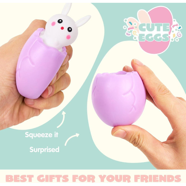 12 st Påskägg Squishy Kanin Kycklingar, Söta Kaniner, Kycklingar Gömmer Sig i Krossade Ägg, Squishy Stress