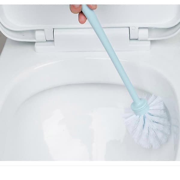 Standard toiletbørste, polypropylen, hvid børste. Blå. Mål 12 x 38 cm