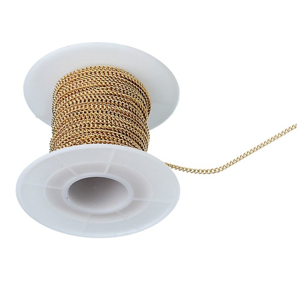 10 Meter Rund Rostfri Stålkabelkedja DIY Hantverksfynd Guld 2.2mm