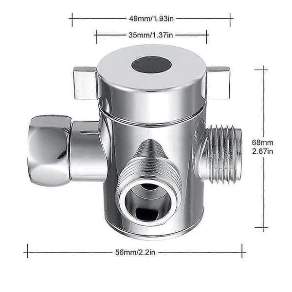 3-veis dusjhode vannfordeler avleder ventil, G1/2\" multifunksjonell justerbar bryteradapter for toalettbidet eller dusjhode, sølv