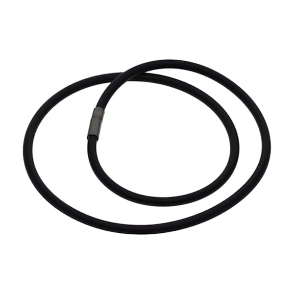 Svart gummihalsband med repkedja och kopparspänne smyckesdetaljer 50cm
