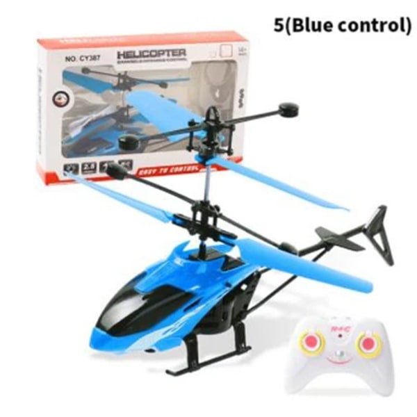 Mini Fjärrkontroll RC Helikoptrar Drönarleksaker Induktionssvävande Säker Falltålig blue-with RC