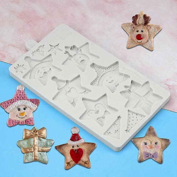 1 stk stjerne elg jul silikon fondantform