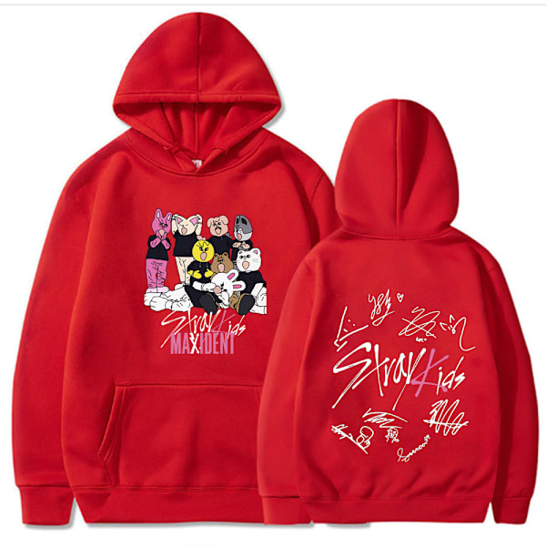 Export Nytt Album Stray Kids Hoodie Hiphop Stray Kids Hoodie Herr- och Damtoppar Röd röd red XXL