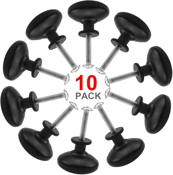 10 stk Sorte Dør- og Skuffegreb, 28mm Møbelknop, Enkelt Hul