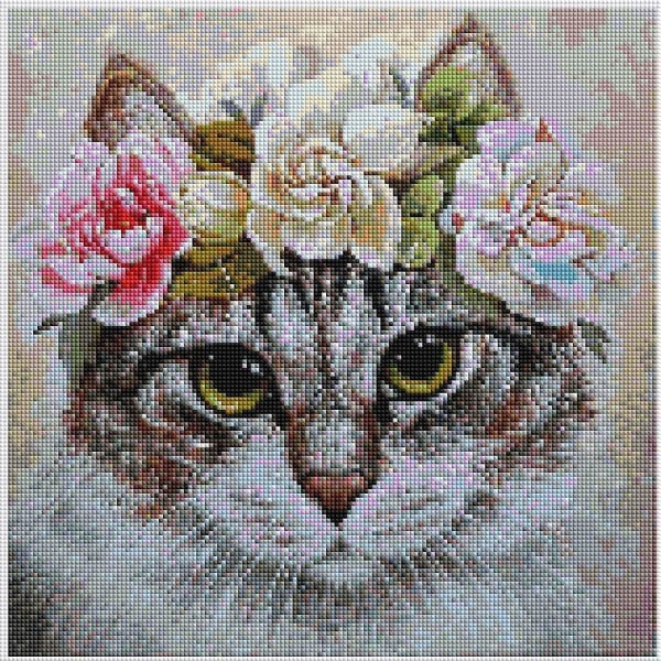 Diamantmålning Komplett Fyrkantig Kit, Vacker Katt 40 X 40 Cm, Diamantmålningskit, Diamantbroderi Efter Nummer Kit Mosaik Hantverksbroderi På