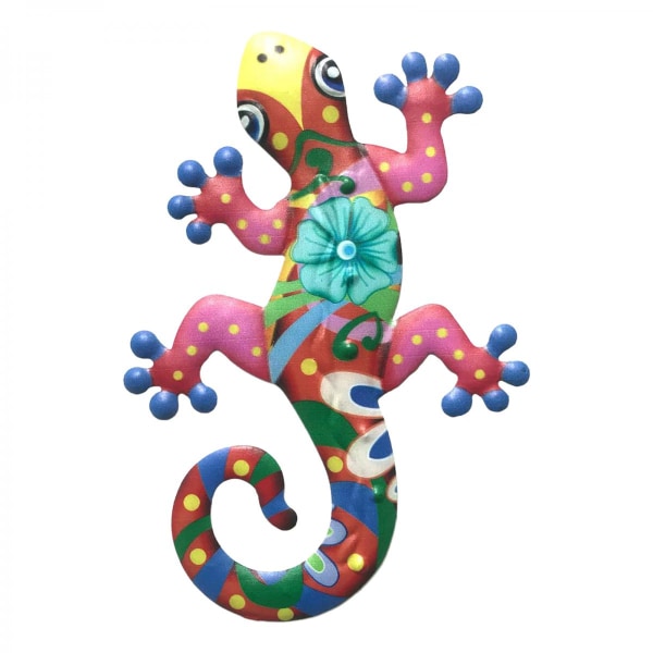 Metall Hang Gecko Lizard Väggdekor För Hemträdgård Uteplats Staket Dekor Röd