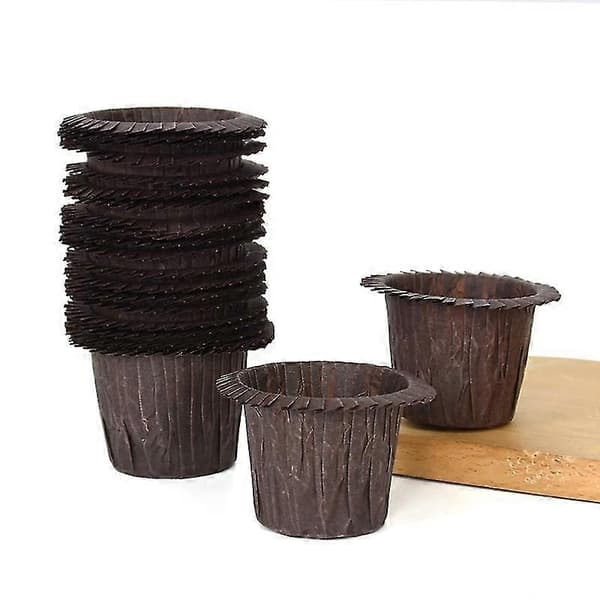 30 stk muffins cupcake papirkopper oljetette cupcakeformer bakekakekoppbrett til bryllup bursdagsfest dessertdekorasjonsverktøy brown