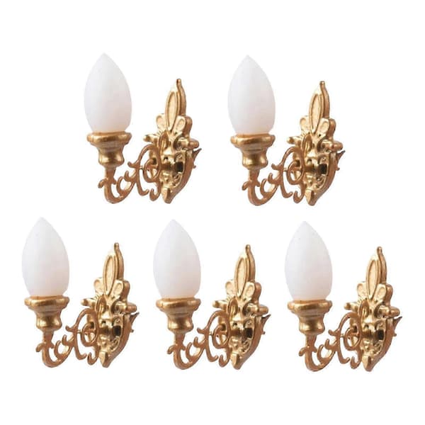 5 x Miniature Model Væglamper Legetøj til Dekoration Børn Sort 26s Golden