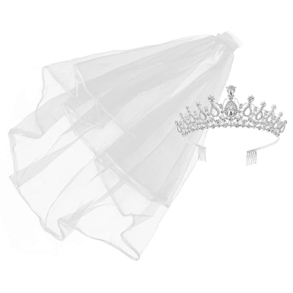 Strass Tiara Krona Slöja kompatibel med Bröllopsbruk 2st med Elegant Design Kam